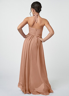 Azazie Hermione Junior Champagne Rose A-Line Chiffon Dress image3