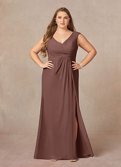 Azazie Sally Final Sale Black A-Line V-Neck Pleated Chiffon Dress image8