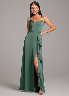 Azazie Naeem Bridesmaid Dresses Eucalyptus A-Line Stretch Satin Dress image1