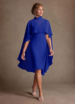 Azazie Irna 신부의 어머니 드레스 컬럼 쉬폰 무릎 길이 드레스 image1