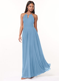 Azazie Cherish Final Sale Cinnamon A-Line Pleated Chiffon Dress image3