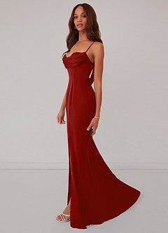 Barbie ♥ Azazie Bridesmaid Dresses Pomegranate Mermaid Corset Stretch Satin Dress image4