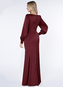 Azazie Raye Bridesmaid Dresses Cabernet Mermaid Long Sleeve Stretch Satin Dress image4