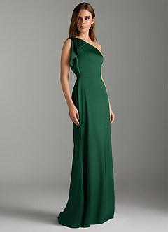 Azazie Rinna Bridesmaid Dresses Dark Green Mermaid Ruched Stretch Satin Dress image3