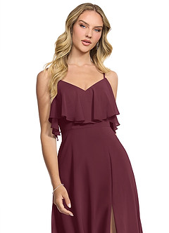 Azazie Jean Bridesmaid Dresses Cabernet A-Line Chiffon Convertible Dress image4