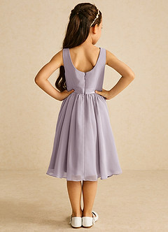 Azazie Ari Blumenmädchenkleider A-Linie ärmellos Chiffon Kleid Dämmerung image6