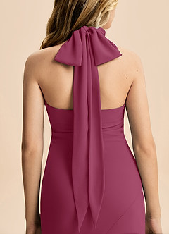 Azazie Velli Junior Meerjungfrau-Linie Hoher Kragen Chiffon Kleid Maulbeerrot image6