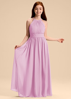 Azazie Malone Junior Robe Trapèze en Mousseline de soie Plissée Rose Bonbon image6