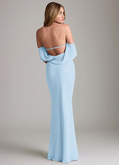 Azazie Lusinda Bridesmaid Dresses Sky Blue Mermaid Off the Shoulder Chiffon Convertible Dress image2