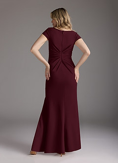 Azazie Tana Mother of the Bride Dresses Cabernet Mermaid V-Neck Pleated Stretch Crepe Dress image5