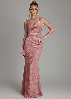 Azazie Agustina Bridesmaid Dresses Dusty Rose Mermaid Corset Floral Burnout Dress image3