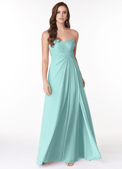 Azazie Arabella Allure Bridesmaid Dresses Aqua A-Line Sweetheart Neckline Chiffon Convertible Dress image4