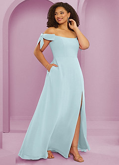 Barbie ♥ Azazie Bridesmaid Dresses Mist A-Line Off the Shoulder Chiffon Convertible Dress image12