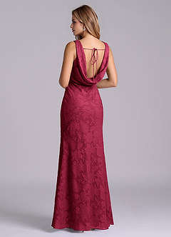 Azazie Rylina Bridesmaid Dresses Burgundy Mermaid Floral Burnout Dress image3