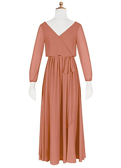 Azazie Angelica Junior MAI TAI A-Line Pleated Chiffon Dress image8