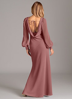 Azazie Rylina Bridesmaid Dresses Desert Rose Mermaid Long Sleeve Chiffon Dress image6