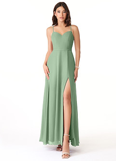 Azazie Mandy Vente Finale Robe A-ligne en Mousseline de soie Encolure en Forme de Cœur Desert Rose image1