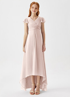 Azazie Breanne Junior Vestido de Pétalo De Rosa de Gasa de Corte En A image5