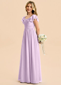 Azazie Anaya Junior Frosted Lilac A-Line Sweetheart Neckline Chiffon Dress image3