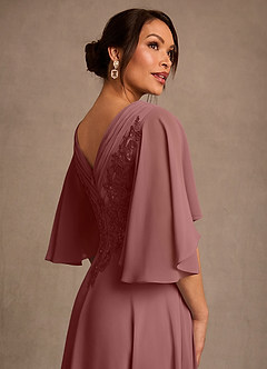 Azazie Tilda Abiti per la Madre della Sposa Abito A-Line in Chiffon Pizzo Rosa Del Deserto image4