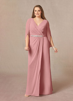 Azazie Belinda Mother of the Bride Dresses Dusty Rose A-Line V-Neck Pleated Chiffon Dress image8