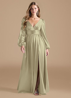 Azazie Norah Final Sale Auburn A-Line Metallic Satin Dress image1