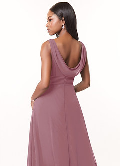 Azazie Karina Bridesmaid Dresses Vintage Mauve A-Line Pleated Chiffon Dress image4