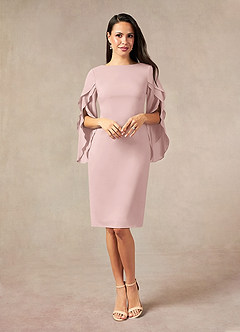 Azazie Carter Mother of the Bride Dresses Dusty Rose Sheath Ruched Stretch Chiffon Dress image4