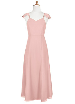 Azazie Everett Junior Robe Trapèze en Mousseline de soie Rose Poudré image8