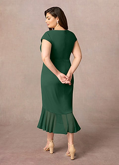 Azazie Renetta Mother of the Bride Dresses Dark Green Sheath V-Neck Pleated Mesh Dress image11
