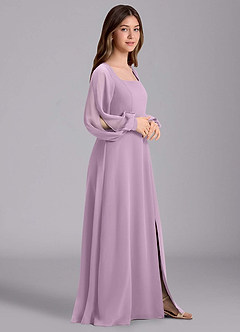 Azazie Bondi Junior Vestido de Glicinia de Gasa de Corte en A con Blusón image4