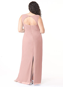 Azazie Flori Bridesmaid Dresses Powder Pink Sheath Square Neckline Chiffon Dress image8