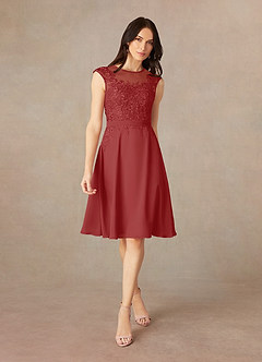 Azazie Klaus Mother of the Bride Dresses Rust A-Line Scoop Sequins Chiffon Dress image3
