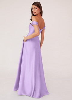 Barbie ♥ Azazie Bridesmaid Dresses Lilac A-Line Off the Shoulder Stretch Satin Convertible Dress image3