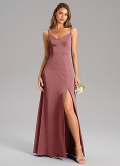 Azazie Talina Bridesmaid Dresses Amethyst A-Line Stretch Satin Dress image5