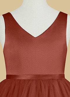 Azazie Marybell Flower Girl Dresses Auburn A-Line Bow Tulle Dress image8