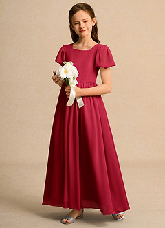 Azazie Joss Flower Girl Dresses Scarlet A-Line with Sleeves Chiffon Dress image11
