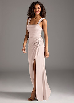 Azazie Jesaphine Bridesmaid Dresses Blushing Pink Sheath Bow Stretch Satin Dress image6