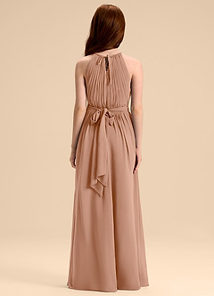 Azazie Malone Junior Robe Trapèze en Mousseline de soie Plissée Champagne Rosé image2