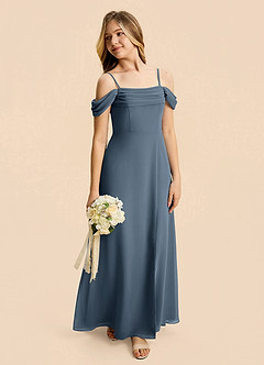 Azazie Lilly Junior Neptune A-Line Pleated Chiffon Dress image5