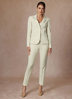 front Whitney Ivory Refined Weave Performance Full Length Pants Suit