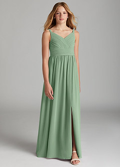 Azazie Chanel Junior Jurk van Chiffon met A-Lijn Sweetheart Halslijn Matcha image1