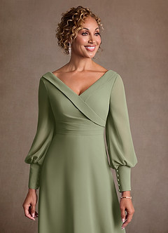 Azazie Paterson Mother of the Bride Dresses Pistachio A-Line Pleated Chiffon Dress image6