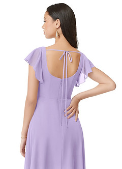 Azazie Bondi Bridesmaid Dresses Lilac A-Line Ruched Chiffon Dress image5