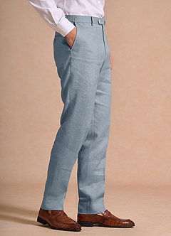 front Harrison Blu Polveroso Pantaloni eleganti in lino 100%