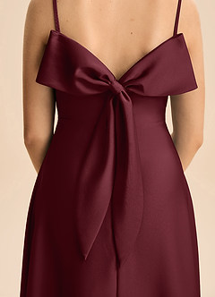 Azazie Isolde Junior Vestido de Cabernet de Satén Elástico de Corte en A con Plisado image5