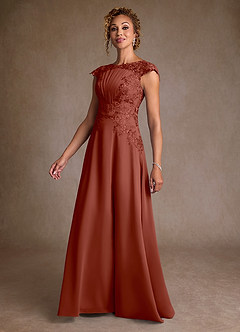 Azazie Christi Kleider für die Brautmutter A-Linie Spitze Chiffon Kleid Rotbraun image4