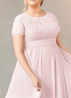 Azazie Annette Mother of the Bride Dresses Blushing Pink A-Line Lace Chiffon Dress image11