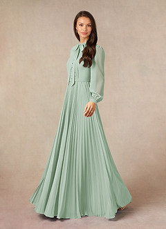 Azazie Adellah Mother of the Bride Dresses Agave A-Line Pleated Chiffon Dress image2