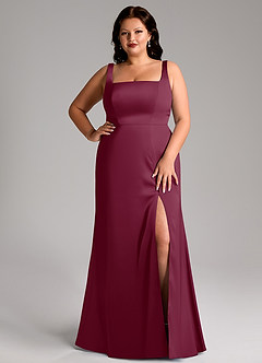 Azazie Frostine Brautjungfernkleider A-Linie Schleifen Stretch-Satin Kleid Maulbeerrot image14